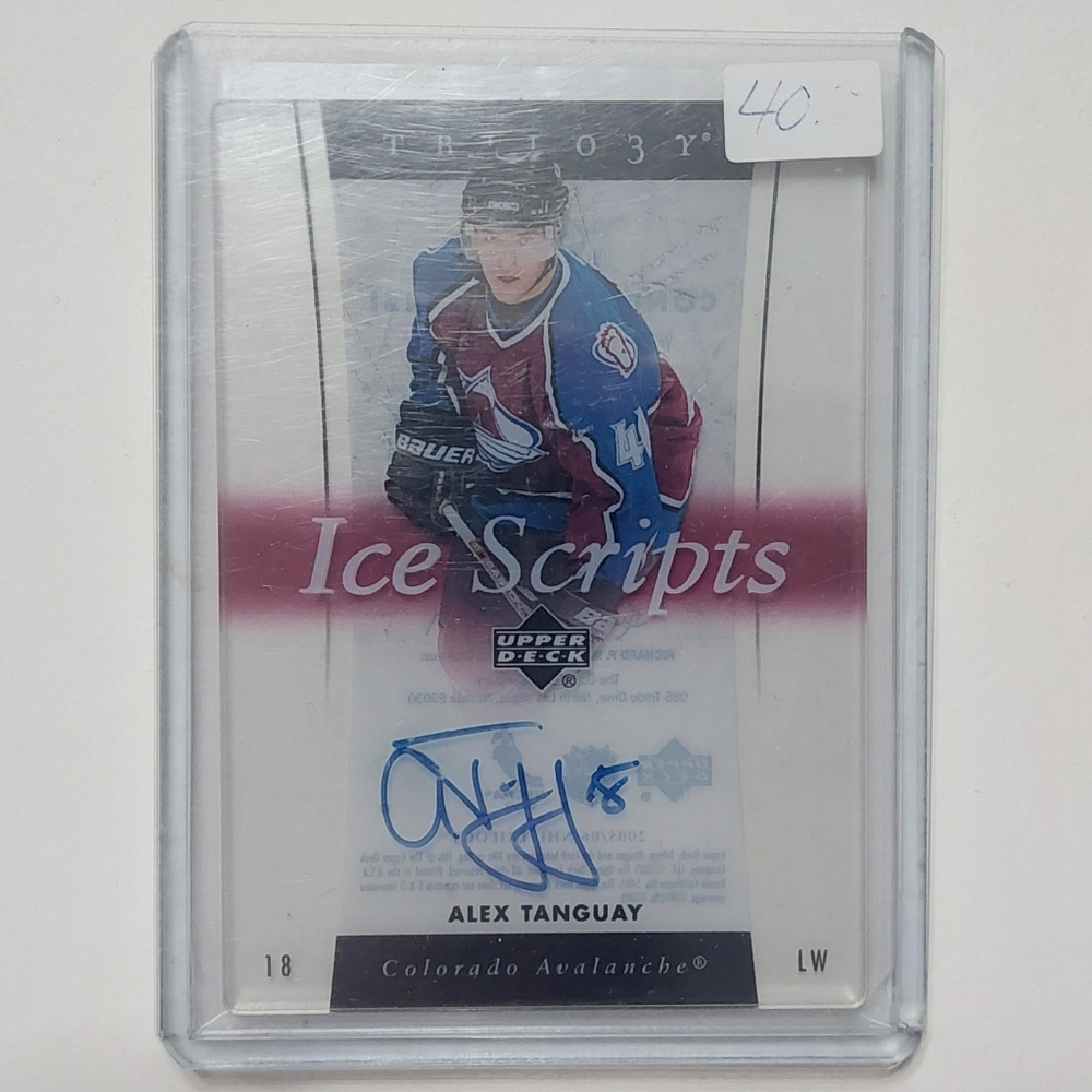 Alex Tanguay Trilo3y Ice Scripts Autograph Hockey Card Montreal Canadiens